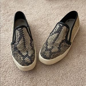 Vince Snake Print Leather Slip-On Sneaker